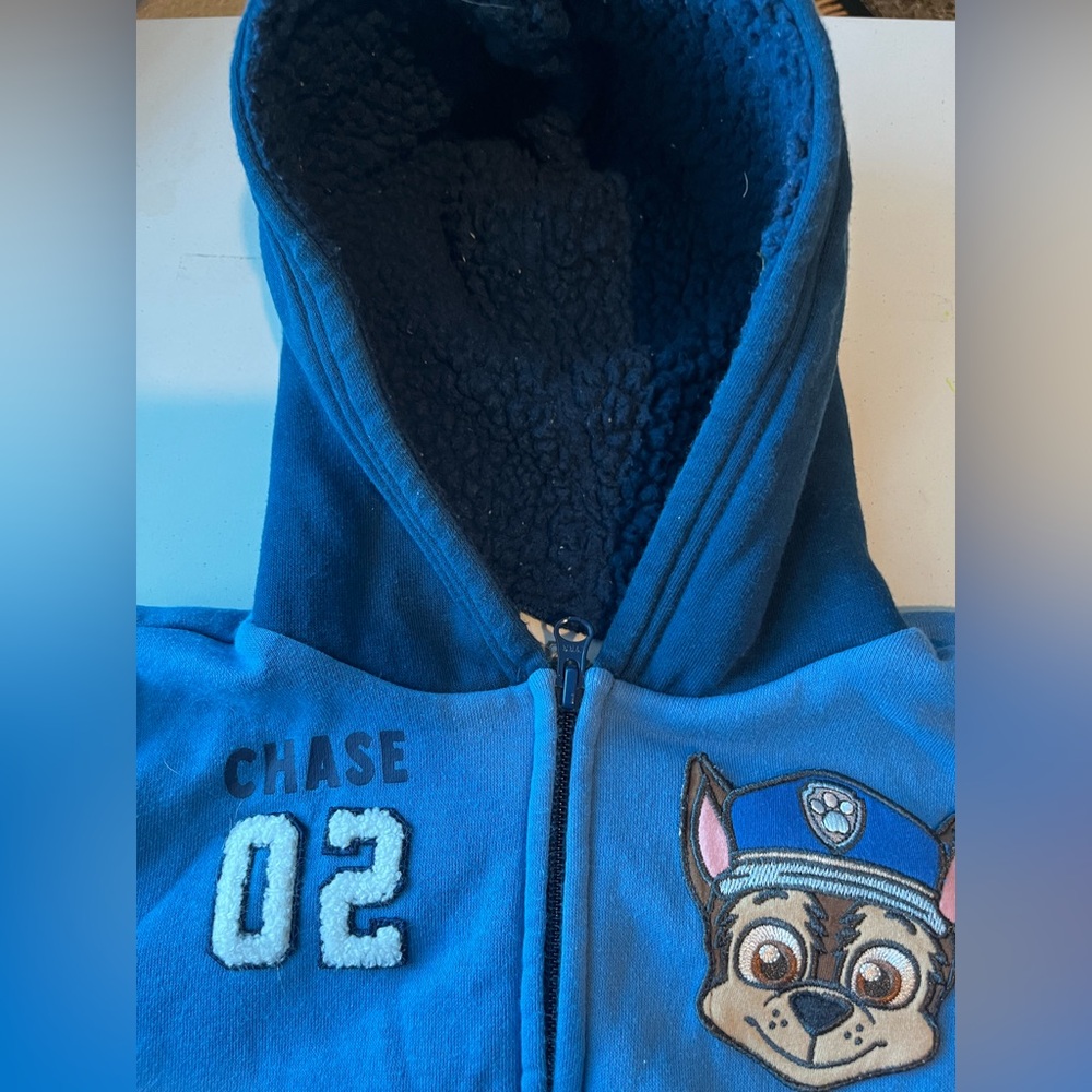 Paw Patrol Chase Zip Up Hoodie Jacket Toddler Boy - Size 3T - Blue Grey - Picture 2 of 7